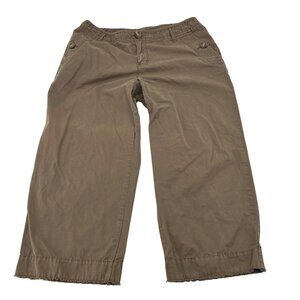Liz Claiborne Sloane Womens Brown Capri Pants Size 12 With Frayed Hem Cotton Ble
